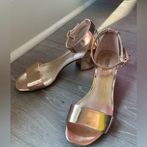 Michael kors rose gold block heels